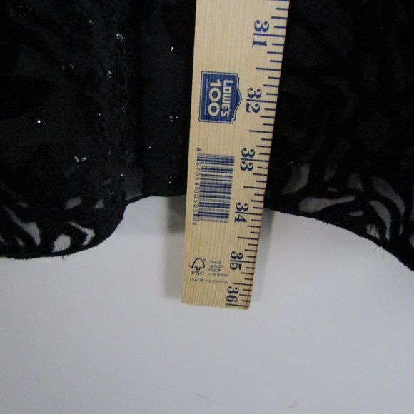 Women's Top L Black Burnout Velvet Roses Witchy Pleated Gothic Whimsygoth Sheer - Picture 10 of 14